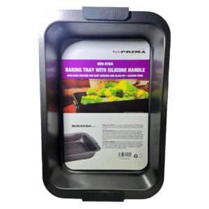 Non stick baking tray with silicone handle